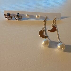 Gold and White Celestial Earrings Collection